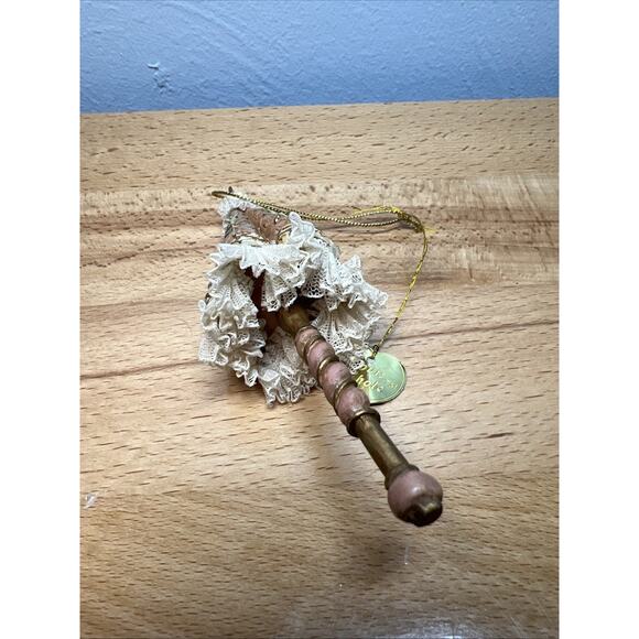 Kurt Adler Louis Nichole Folded Umbrella Christmas Ornament Resin Cream Color - Picture 4 of 7